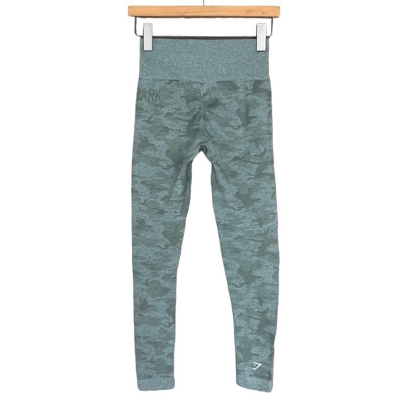 Gymshark Sage Green Camo Seamless Leggings - Picture 3 of 10
